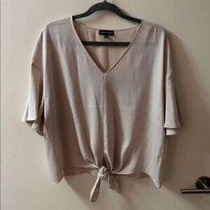 Women's Cream Tie-Front Top